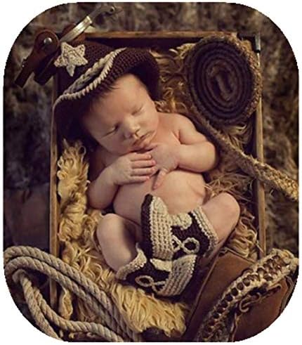Vemonllas Cowboy Hat Boots Baby Photography Costume Set