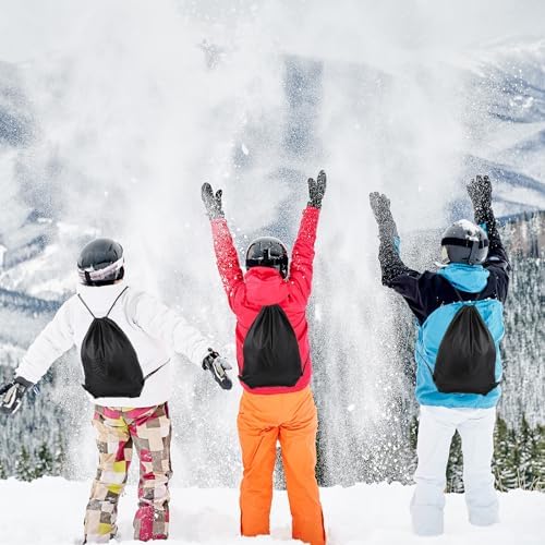 Prasacco 2 Pcs Drawstring Backpack Black for Men Women Sports Gym Travel Swimming Beach