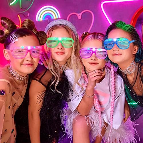 15 Pack Neon Light Up Glasses 5 Colors LED Party Shades