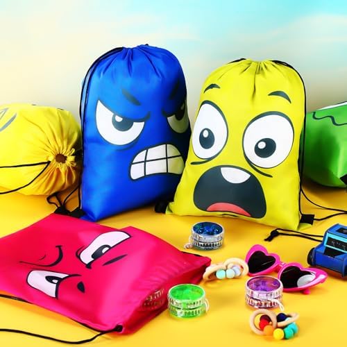 24 Pcs Emoticon Drawstring Backpack for Teens