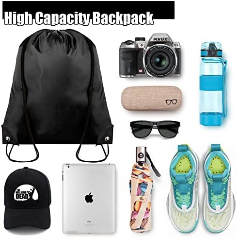60 Pieces Drawstring Gym Bags for Travel and Party Black
