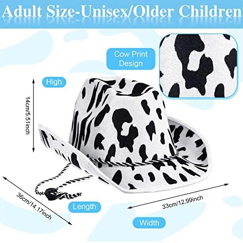 Zhanmai 12-Piece Cow Print Cowboy Hat and Bandana Set for Western Events