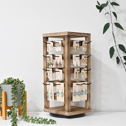 Ikee Design Wood Rotating Earring Display Stand
