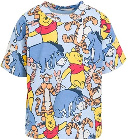 Disney Mickey Mouse Eeyore Donald Duck Pluto Winnie The Pooh Piglet Tigger Graphic T-Shirt and Shorts Set for Kids