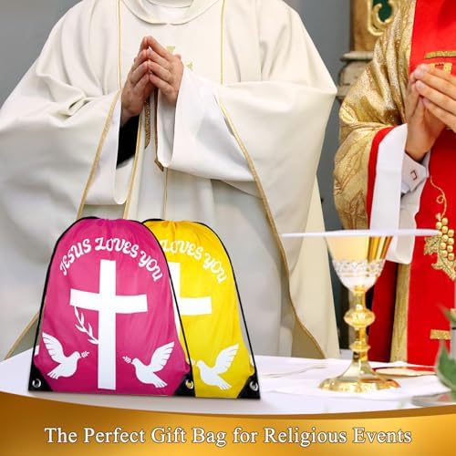30 Pack Jesus Loves You Drawstring Backpacks