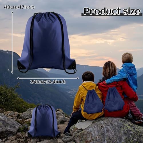 PLULON 15 Pcs Navy Blue Drawstring Bags