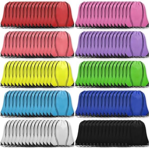 150Pcs Drawstring Backpack Bulk Nylon 10 Colors