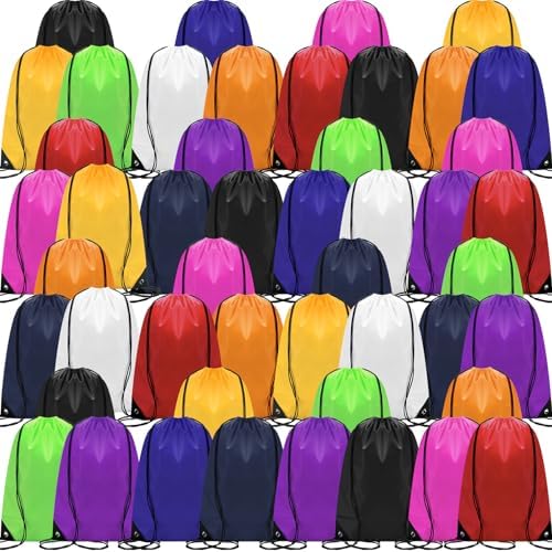 Shappy 60 Pcs Drawstring Gym Bags for Men Women 10 Colors