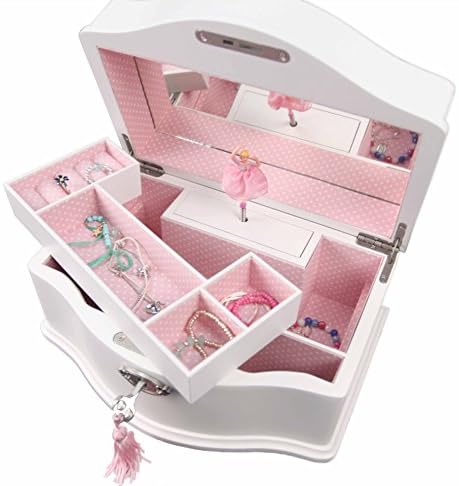 Elle Jewelry Box Wind-Up Music Box with Lock and Mirror