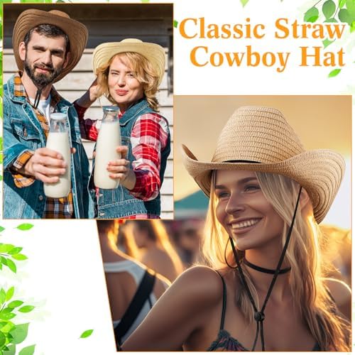 Unittype Adult Cowboy Hat Bulk Western Party Straw Hat Unisex Set