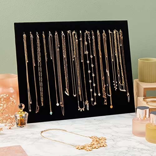 2 Pack Black Velvet Jewelry Display Boards with Hooks