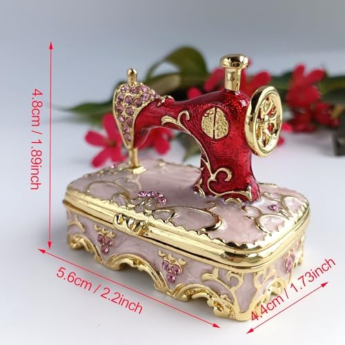 Pink Rhinestone Sewing Machine Ornament with Magnetic Closure
