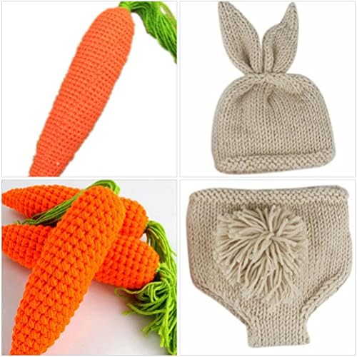 Kisangel Newborn Baby Boy Girl Easter Bunny Crochet Costume Hat Diaper Accessory Set