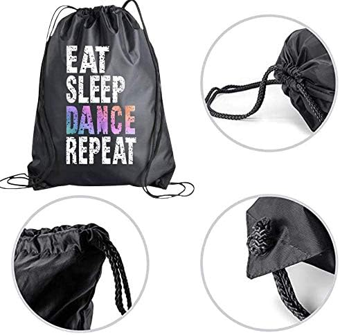 Eat Sleep Dance Repeat Drawstring Backpack - Dance Bag for Recitals and Practice