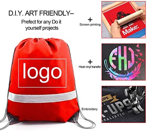 BeeGreen 20 Pieces Red Drawstring Backpacks with Reflective Strips