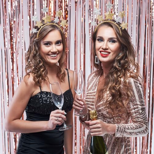 Star Headband 2 Pieces Gold and Silver Star Hair Hoops Party Festival Holiday Birthday Hair Accessories One Size
