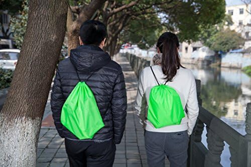LH LIHI BAG 10 Pack Fluorescent Green Drawstring Backpack