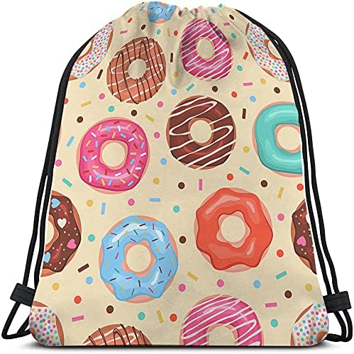Beabes Colorful Doughnut Drawstring Gym Backpack for Men Women