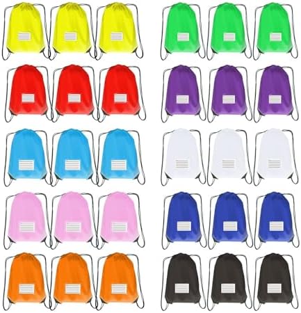 Drawstring Backpack Bulk 30 Packs Gym Travel Sports Bag with Memo Card