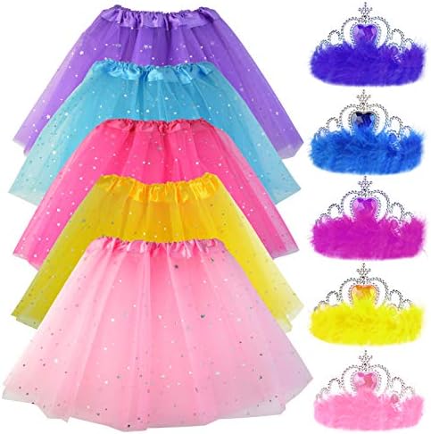 10Pcs Princess Tutu Dress and Tiara Accessories for Costume Parties