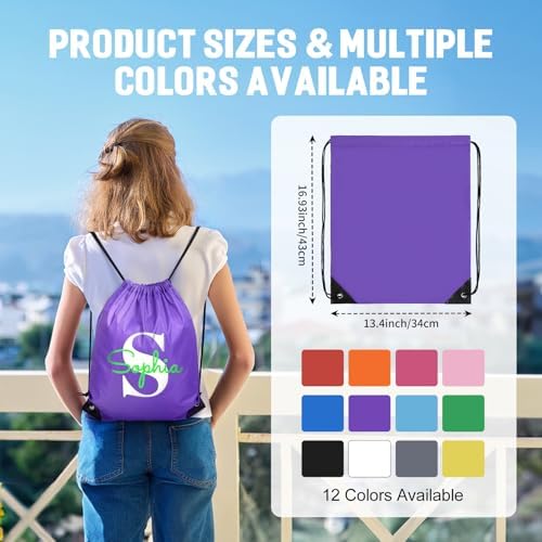Custom Drawstring Backpacks with Initials 134x17 Inch 12 Colors
