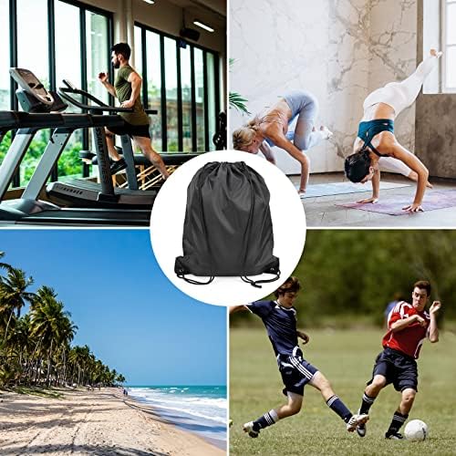 Pack of 12 Black Drawstring Bags for Gym and Travel