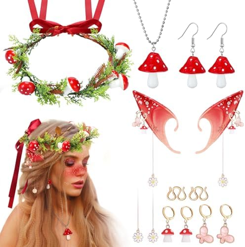 Crowye Halloween Mushroom Elf Accessory Set