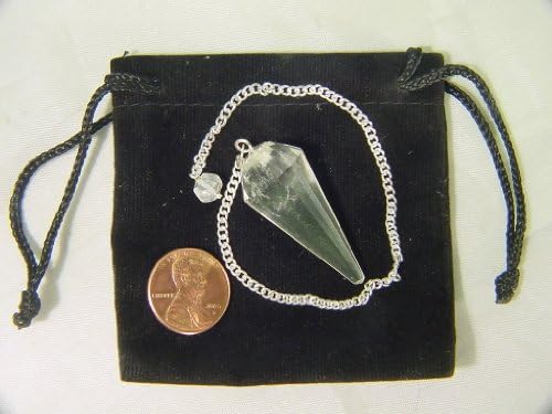 Butw Natural 12 Facet Brazilian Quartz Gemstone Pendulum with Velvet Bag