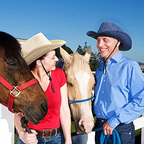 SATINIOR 12 Set Straw Cowboy Hats and Bandanas
