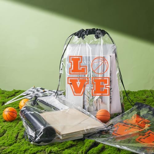 12 Pcs Clear Drawstring Bags for Stadium Basketball Use