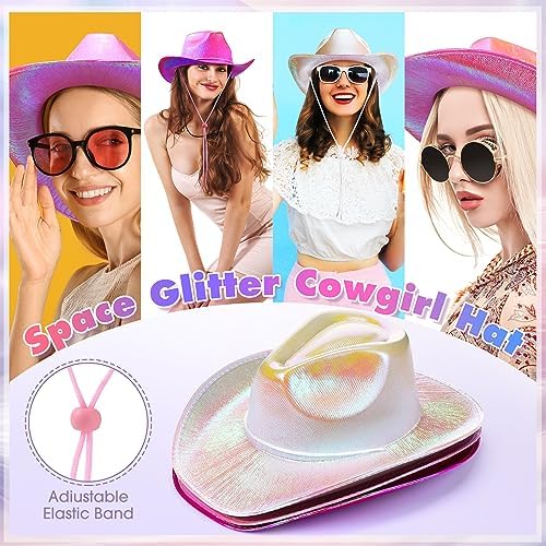 Coume 12 Pcs Neon Cowgirl Hats for Women Girls Halloween Party