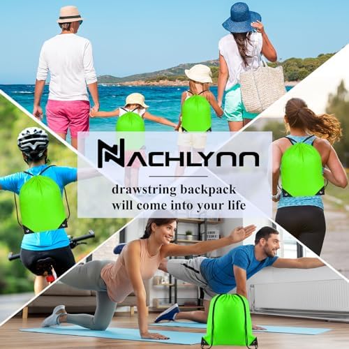 NACHLYNN 12-Piece Drawstring Sports Bag Gym Tote Pack