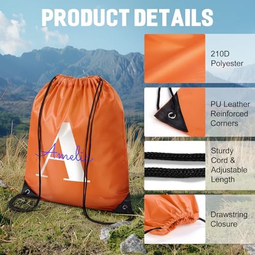 Custom Drawstring Backpacks with Initials 134x17 Inch 12 Colors