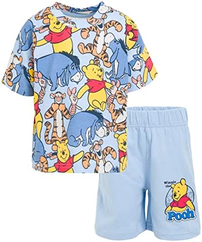 Disney Mickey Mouse Eeyore Donald Duck Pluto Winnie The Pooh Piglet Tigger Graphic T-Shirt and Shorts Set for Kids