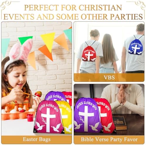 30 Pack Jesus Loves You Drawstring Backpacks