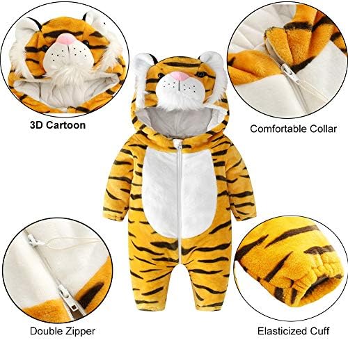 Baby Animal Costume Hooded Flannel Romper Toddler Cosplay Jumpsuit Warm Outfit