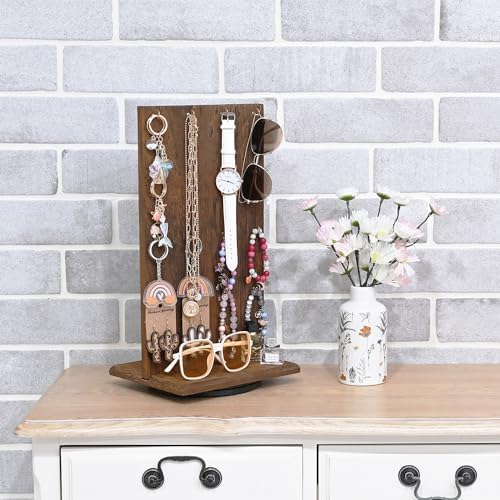 Ikee Design Wooden Rotating Jewelry Display Stand