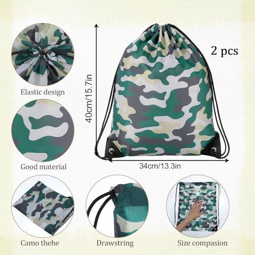 Camo Drawstring Backpack 2PCS Waterproof Lightweight 138 165 Inch Party Favor Bag