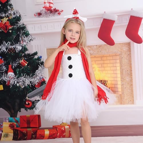 ToddlBy Girls Snowman Christmas Tutu Dress with Scarf and Headband