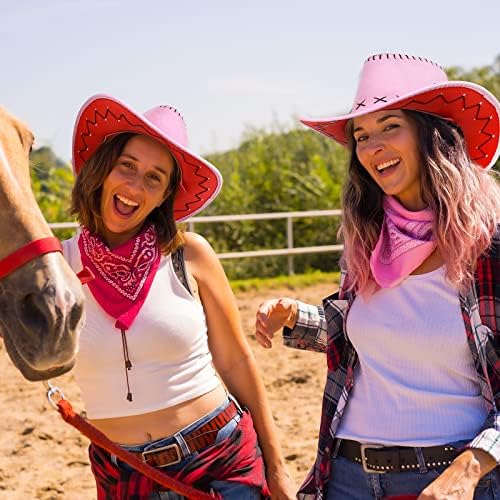 Zhanmai 12-Pack Western Cowboy Hat and Bandanna Set