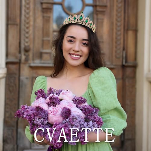 CAVETEE Queen Crown for Women Green Crystal Headband