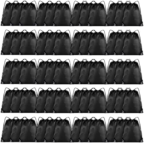 60 Pieces Drawstring Gym Bags for Travel and Party Black
