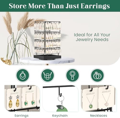 Rotating Earring Display Stand with 64 Hooks