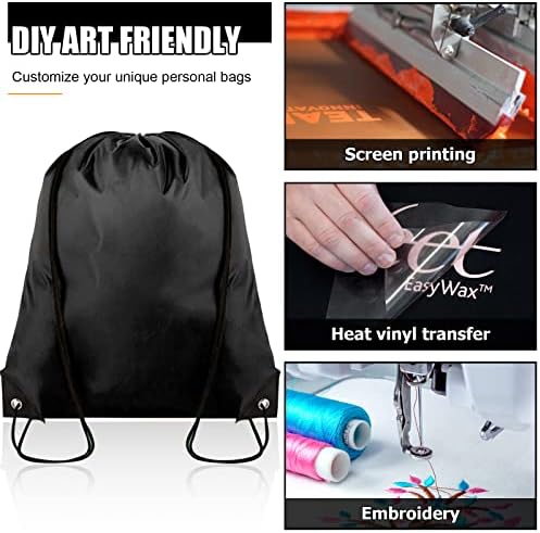 60 Pieces Drawstring Gym Bags for Travel and Party Black