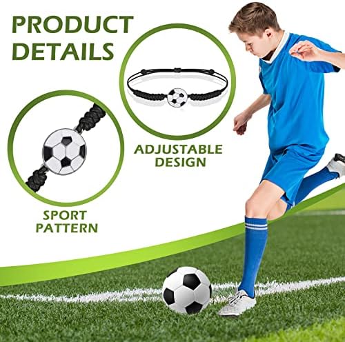 Reginary 18 Pcs Soccer Drawstring Bag and 18 Pcs Soccer Bracelet Set