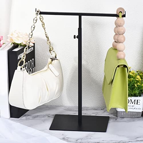 Uxcell T-Shaped Metal Purse Display Stand Adjustable Black