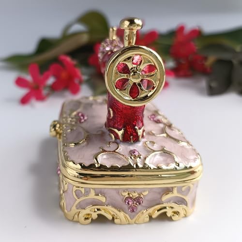 Pink Rhinestone Sewing Machine Ornament with Magnetic Closure