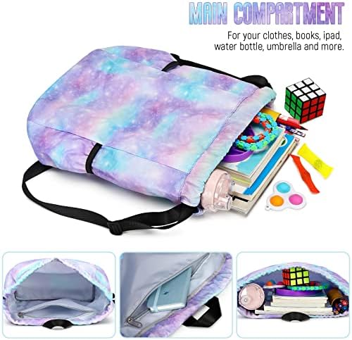 Unicorn Drawstring Backpack for Kids Rainbow Gym Water Resistant