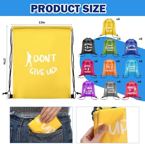 Kacctyen 60 Pcs Drawstring Backpacks with Motivational Quotes