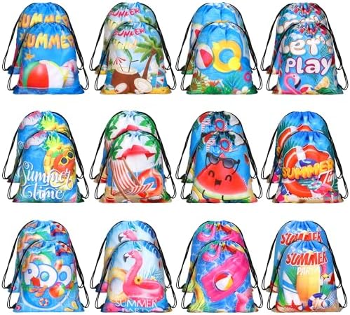 MIMIND 24 Pcs Drawstring Backpacks for Beach Parties